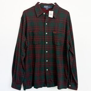 NWT POLO RALPH LAUREN Vintage Button Down Cotton Shirt Plaid Large